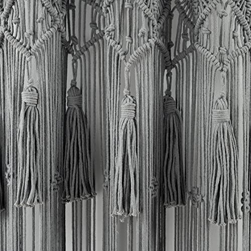 Lush Decor Boho Macrame Tassel Cotton Window Curtain/Room Divider/Wedding Backdrop/Wall Decor, 84" L X 50" W, Gray #TOP5