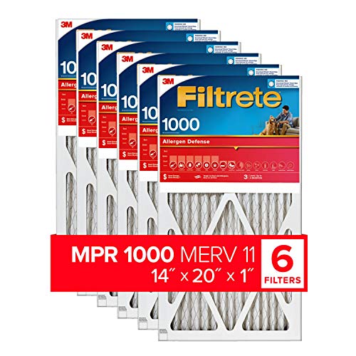 Filtrete 14x20x1, AC Furnace Air Filter, MPR 1000, Micro Allergen Defense, 6-Pack