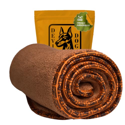 Image of Premium Twisted Loop Drying Towels for Drying Dogs Large 24 inch x 35 inch Super Absorbent Microfiber Dog Bath Towel - Quick Dry, Soft - 1200 GSM Orange for Pets, Beach, Camping & Travel