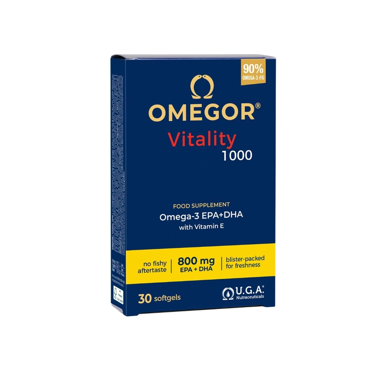 Omega-3 Fish Oil 1000mg | The only Omega 3 IFOS Certified 5 Stars Since 2006 | Omega 3 Supplement with 800mg EPA and DHA per Capsule | 90% Omega3 rTG Fish Oil | 30 Capsules