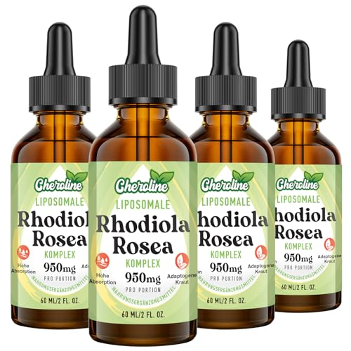 Rhodiola Rosea Liposomal 950mg, Gotas de Rhodiola Rosea 9 en 1, Tintura Líquida de Raíz de Rhodiola, Suplemento de Hierbas Adaptogénicas, Vegano 240 ml