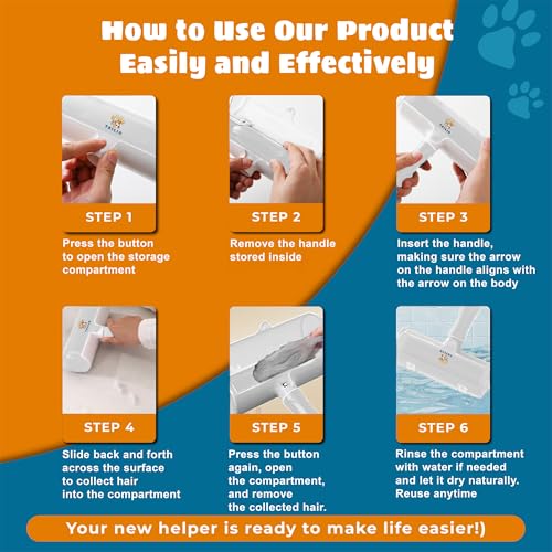 Image of Pet Hair Remover with Fur Collector - Easy to Use Pet Hair Removal Tool - Cat & Dog Hair Remover for Couch, Furniture, Clothes, Bedding, Car - Reusable Lint Roller (White)