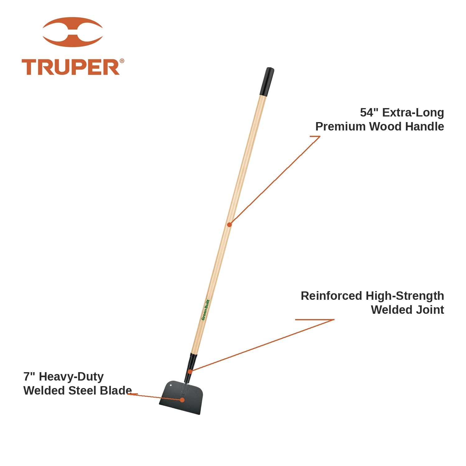 Truper 30022 Tru rígida 54 inch soldado rascador de hormigón, 61/4inch por 4 3/4inch cabeza, madera de fresno)