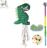 kaimei Dinosaur Pinata for Kids Birthday Anniversary Celebration Decorations Gaming Theme Pet Party Cinco de Mayo Fiesta Supplies with Stick Multicolor Confetti