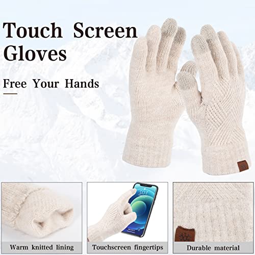 Winter Knitted Hat Scarf Touchscreen Gloves Set Soft Warm Beanie Scarves for Women Men3