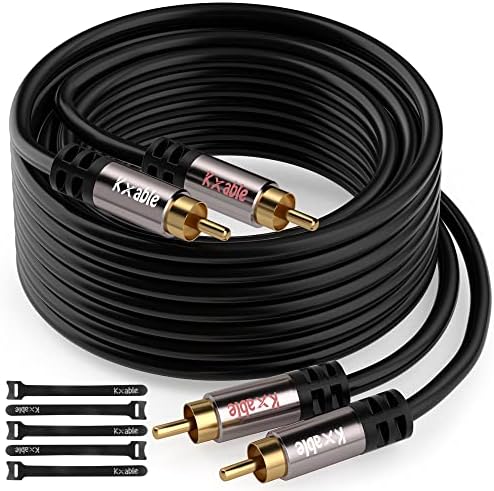 2RCA to 2RCA Cable 15 Feet, Hi-Fi Sound, Shielded, Gold-Plated, 2 RCA Male to 2 RCA Male Stereo Audio Cord for Home Theater, HDTV, Amplifiers, Hi-Fi Systems, Car Audio, Speaker, Game Console-15 ft