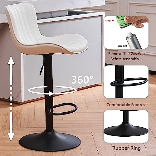Kidol & Shellder Bar Stools Set Of 2 White High Back Barstools Counter Stools Adjustable Swivel Bar Chairs,3-Minute Quick Assembly,1-Year Warranty #TOP7