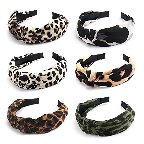 KICOSY 2PCS Headbands for Women, Knotted Wide Headband, Yoga Hair Band Fashion Elastic Hair Accessories for Women and Girls, Knotted Headbands Womens Headbands, Headbands for Washing Face (6 Pack(K))