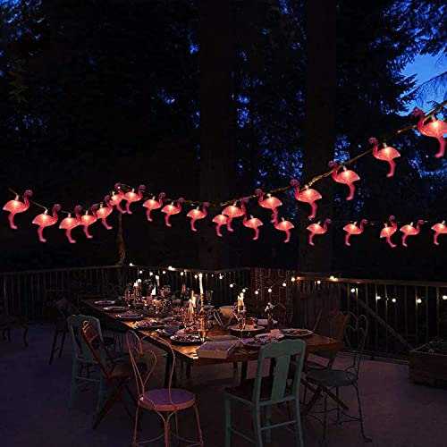Couah Pink Flamingo String Lights, 8.5Ft Patio Flamingo String Lights, Outdoor Party Cute Lights For Holiday Summer Themed, Tropical Party Decor #TOP4