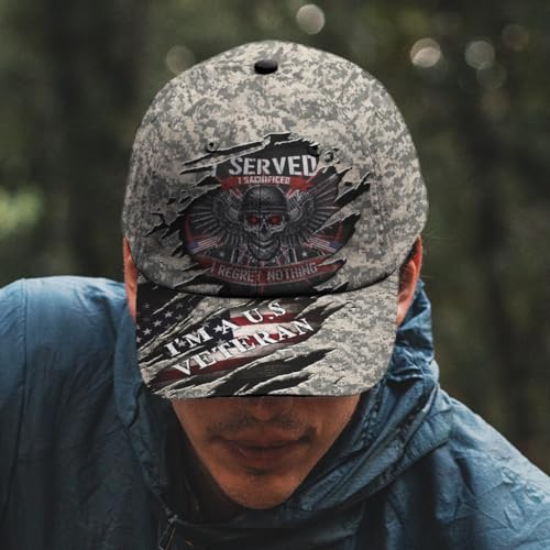 Image of Skull Cap, Gifts for Men, Skull Us Flag Skeleton Gothic Horror, Black Baseball Cap, Adjustable Caps Sun Hat