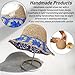 Womens Sun Hats Wide Brim Summer Beach Hat for Women Foldable Travel Fedora Handmade Crochet Straw Hat Packable UPF50, Floral-1