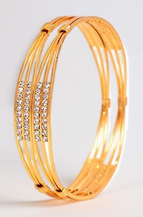 CUTE GOLD 1 One Gram Gold Plated Traditional American Diamond Bangles for Women and Girls