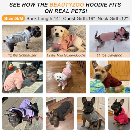 BEAUTYZOO Kapuzenpulli für Hunde in Waffelmuster - Warme Herbst- und Winterkleidung für kleine bis große Hunde (Größen S, M, L) - Sweater mit Kapuze und Tasche für Bulldogge, Pitbull und andere Rassen