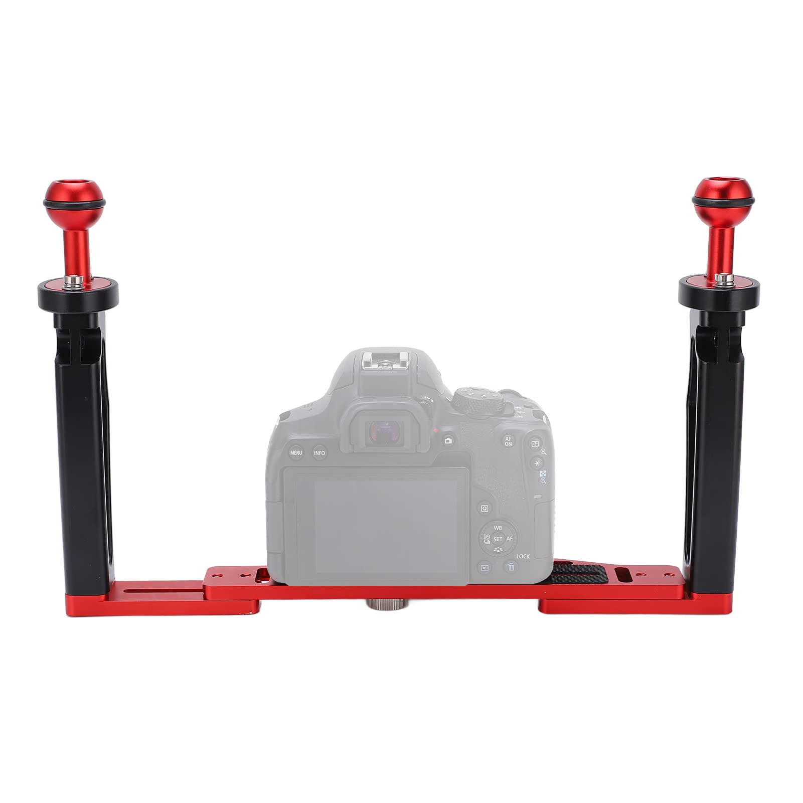 Alomejor Stabilizator z podwójną rączką do Aparatu Podwodnego, Trwała Konstrukcja ze Stopu Aluminium Zapewniająca większą stabilność Podczas Fotografowania, Idealna do Lustrzanek Jednoobiektywowych