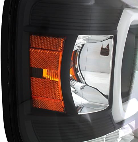 AKKON - For 14-17 GMC Sierra 1500/2500HD/3500HD BLACK C-Shape LED DRL Projector Headlights Pair