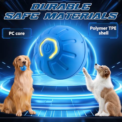 BSOON Intelligentes Interaktiver Ball für Hunde, Elektrisch, 2 Stück Automatisches Magic Hundespielzeug, Wiederaufladbar über USB (Blau+Orange)