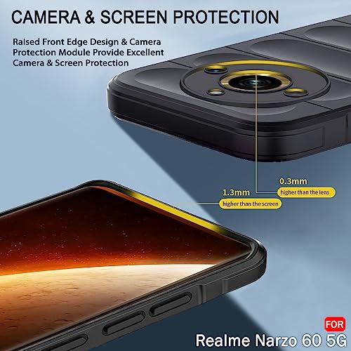 Image of TheGiftKart Liquid Silicon Back Cover Case for Realme Narzo 60 5G | Shockproof Military Grade Protection | Micro-Fibre Cloth On Inner Side | Built-in Anti-Slip Grip Realme Narzo 60 Back Cover (Black)