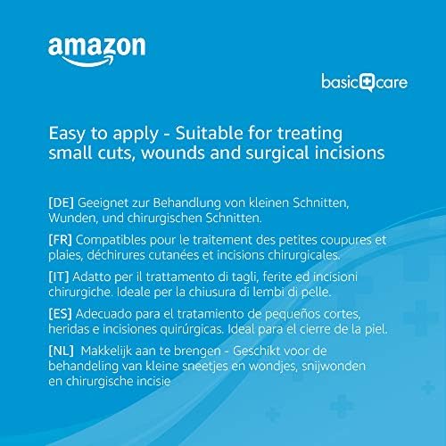Amazon Basic Care - Hypoallergenic Sterile Suture Strips, 4 sizes - 60 Strips