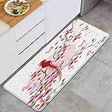 VISALUNA Kitchen Rugs and Mats Long Lived Phoenix Bird in Japanese Mythology On A Branch of Cherry Blossoms Cushioned AntiFatigue Comfort Runner Mat for Floor Rug Standing Rugs,17"x48"