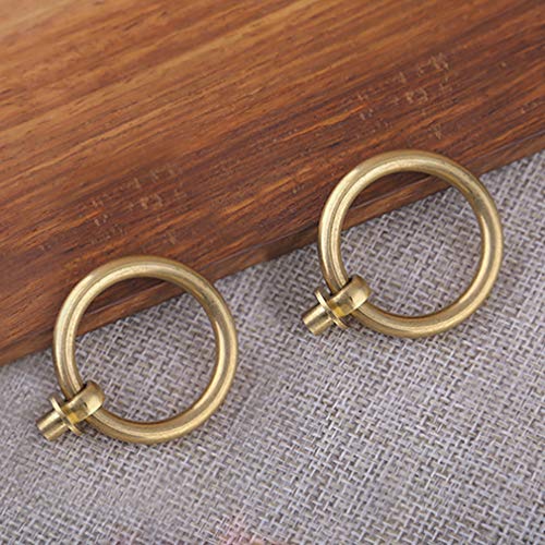 Tiazza 8Pcs Antique Brass Ring Pull Handle Kitchen Cabinets Wardrobe Drawer Furniture Hardware Retro Style Small Pull Ring (Gold) - Image 3