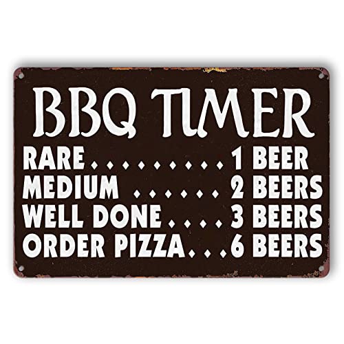 Funny Kitchen Signs Retro BBQ Timer Tin Sign Vintage Grilling Metal...