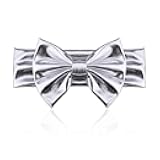 ShiQiao Spl Bow Turban Headbands for Baby Girls Elasticity Bowknot Bow Headwarp for Women Silver Top Knot Turban Hair Band Bows Hair Accessories for Toddlers Girls Birthday Christmas Gifts for Women