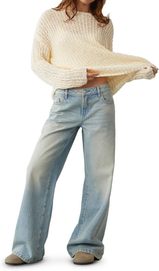 PacSun Women's Casey Low Rise Baggy Jeans Ripped Light Blue Size 27