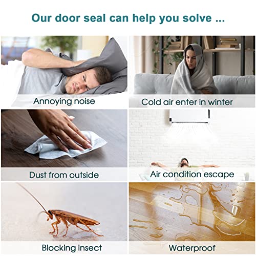 Image of Vinabo Door Sill Gasket, Rubber Self Adhesive Door Seal, Draught Excluder Sealing Strip, Soundproof Bottom Seal Windproof Dustproof (100 cm x 5 cm, White)