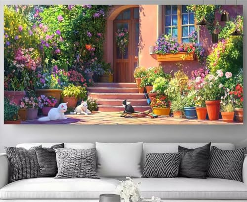 Diamond painting chat XXL 100x300cm avec kit complet de broderie diamant pour décoration maison