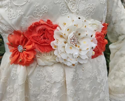 Flower Sash Belts for Women/Girls Dresses Bridal Wedding Bridesmaids Belt Maternity Pregnancy Flower Belt for Baby Shower3