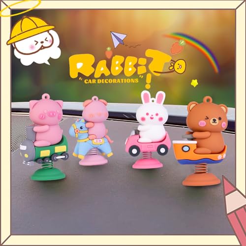 Image of Shaking Bunny Car Dashboard Ornament, 2 Pack Cute Rabbit Car Accessories Dashboard Decorations Car Decor for Car Interior Home Office Desk Ornaments Gifts(T4), JJ029T