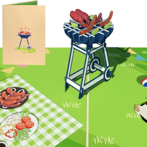 Sweetpopup® Pop-Up Karte Grill – 3D Geburtstagskarte für Grillfans & Genießer – Geschenkkarte oder Gutschein für BBQ, Feier & Urlaub – Glückwunschkarte zum Geburtstag & Ruhestand, 022