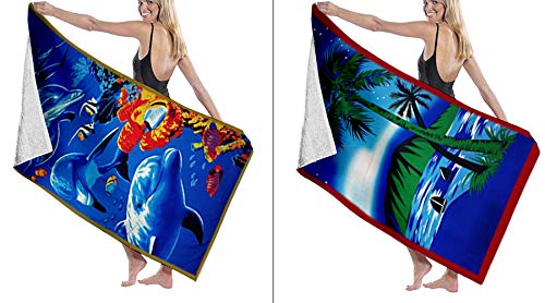 Lushomes Marine & Beach Polyester Printed Quick Dry Microfiber Bath Towel Set (26 x 57 inches, Set of 2)