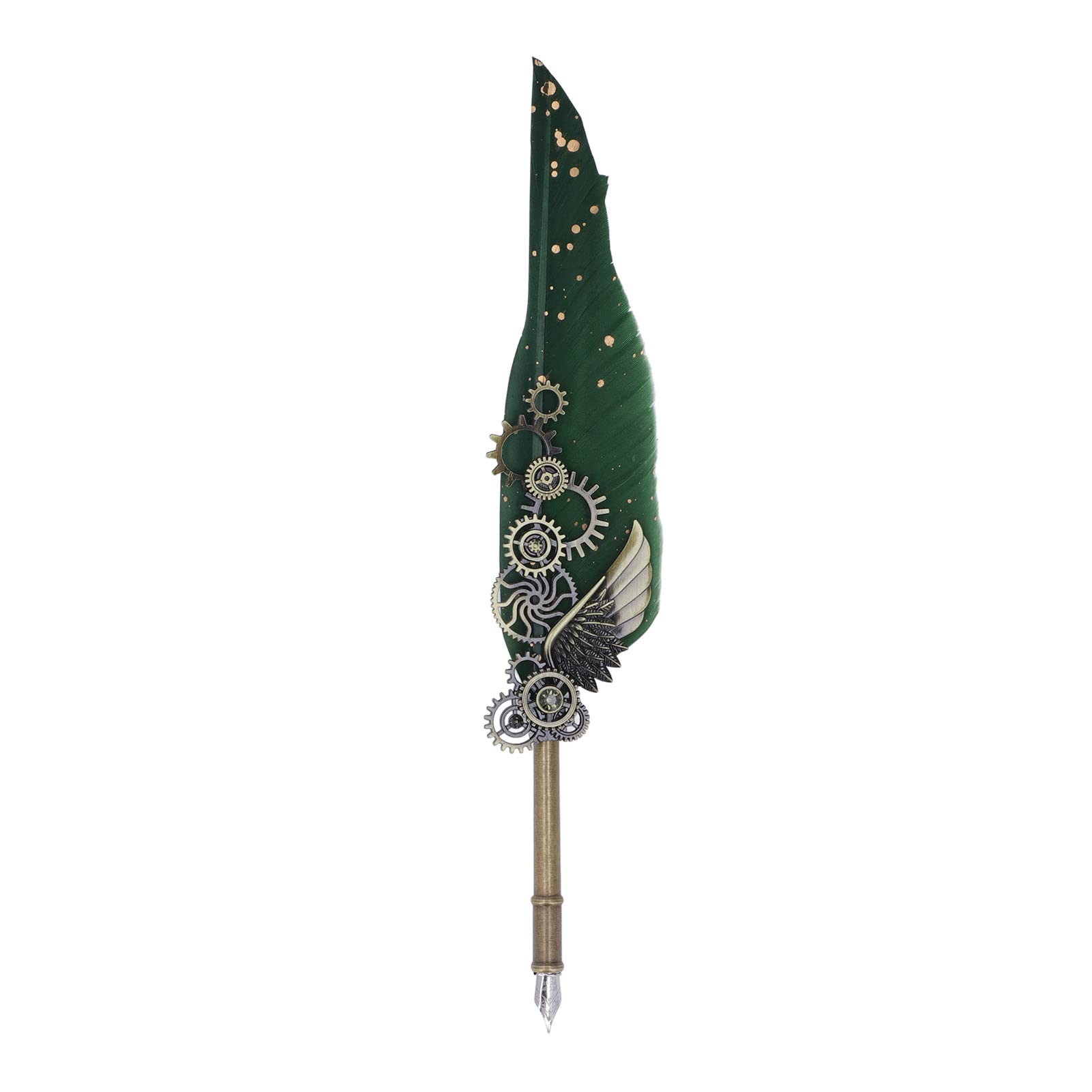 Ensemble de stylos, kit de stylo plume avec pointe fine et laiton, ensemble de stylos de calligraphie pour l'écriture gothique et italienne, comprend de la cire de feu, un (Vert OD)