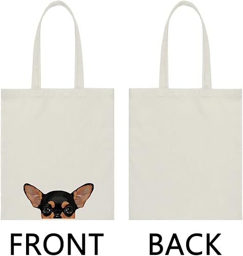 Vista 110 de WIRESTER Bolsa de lona para mujeres y niñas, bolsa de playa, comestibles y viajes, lindo perro