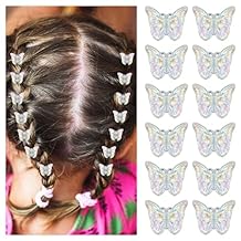 Ouligay 12pcs Sparkly Colorful Hair Accessories - Mini Butterfly Hair Clips and Tiny Claw Clips for Girls and Women Glitter Color