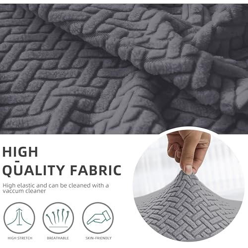 Image of Genina Recliner Loveseat Cover Stretch Couch Covers Sofa slipcover for 2 Seat Reclining Couch Thick Jacquard Furniture Protector (Light Grey)