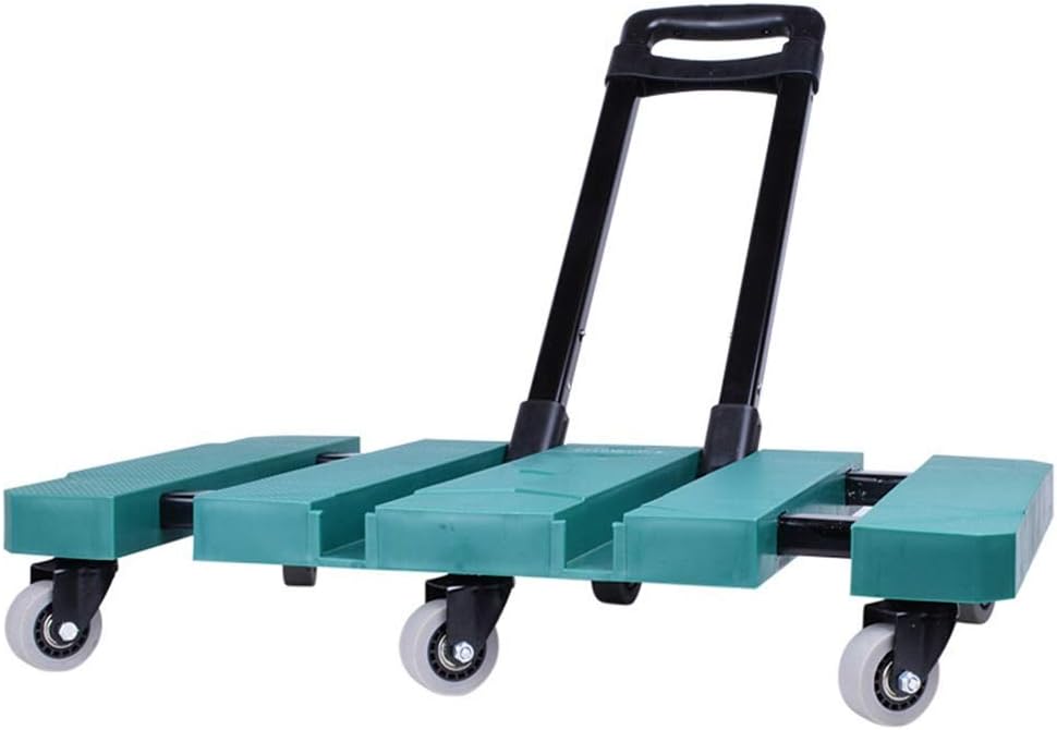Hand Truck Trolley Flatbed Trolley Pulling Goods Folding Handcart Small Trailer Portable Universal Wheel Luggage Cart (Green 56x33x92cm) (Green 56x33x92cm)