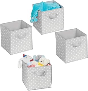 mDesign boîtes de rangement (lot de 4) – casiers de stockage avec motifs pointillés pour l'armoire ou la chambre – petites caisses de rangement en plastique pour chaussures, pulls, etc. – gris/blanc