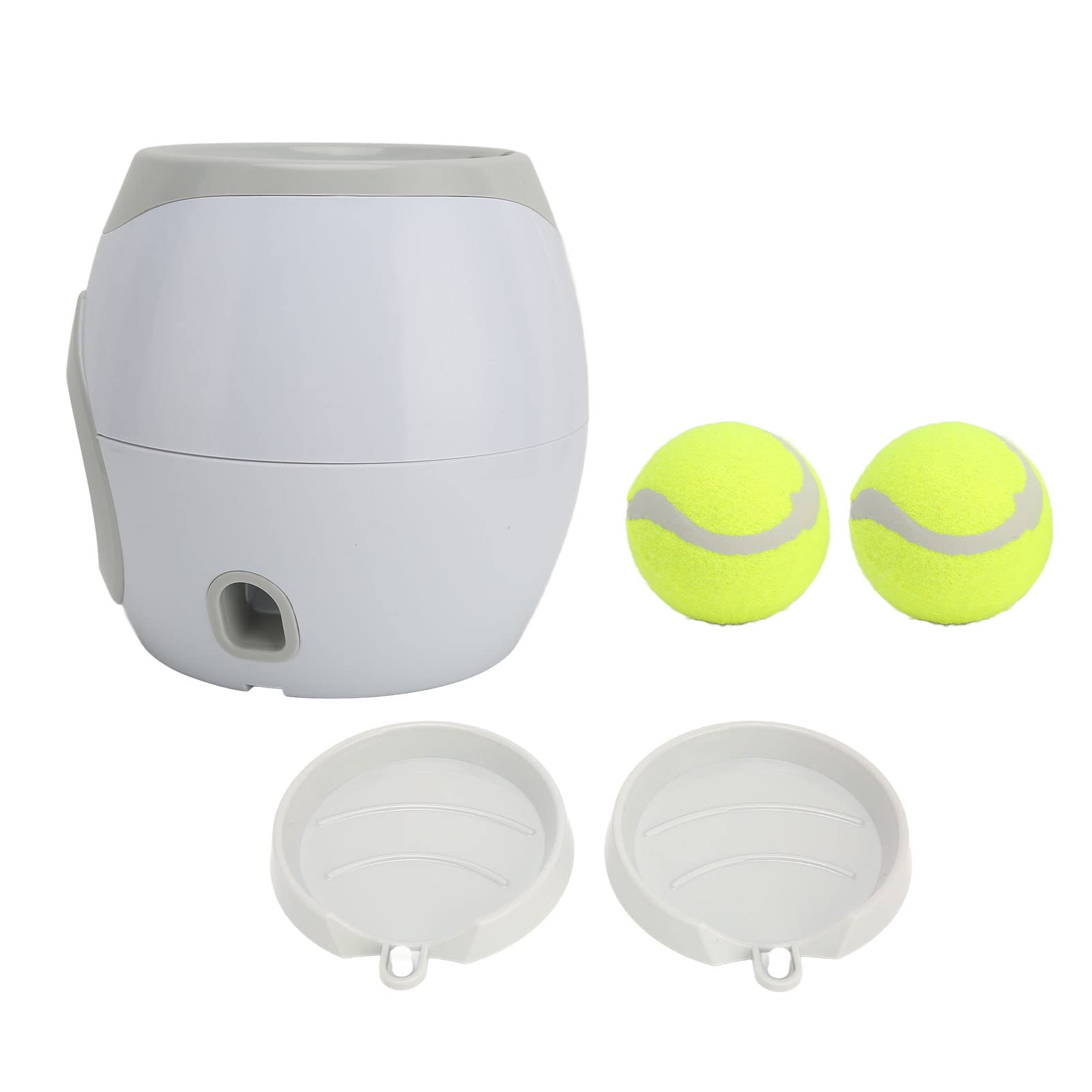 Focket Lanzador de Pelotas para Perros, Lanzador Automático de Pelotas con 2 Pelotas de Tenis 2 Cuencos para Mascotas 1 Cuchara, Lanzador de Comida Máquina de Recompensa Juguete Interacti