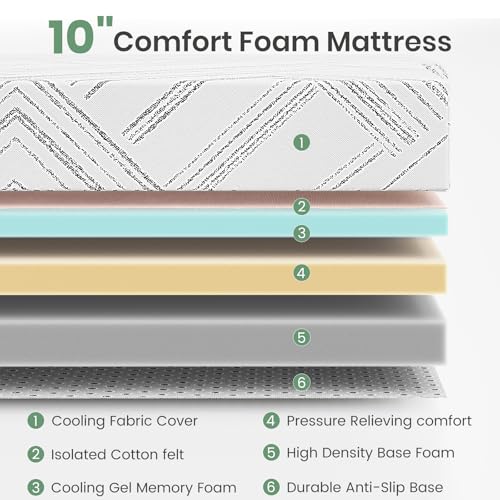 Image of King Size Mattress 10 inch, King Mattress in a Box with Medium Firm Cooling Gel Memory Foam, Removable Washable Cover, Upgraded Support CertiPUR-US,Made in USA