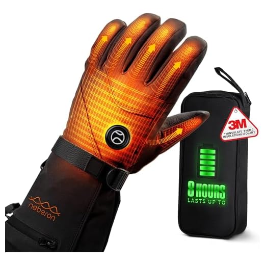 Neberon Heated Gloves for Men Women, Rechargeable Battery Electric Heating Gloves, 8H Lasting Warmth Winter Gloves with Palm2Tip Technology, Perfect for Skiing Snowboarding Motorcycle Cycling