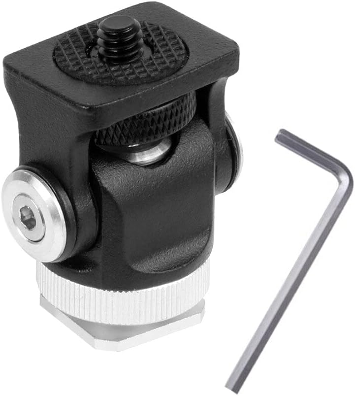 Camera Monitor Screen Tripod Hot Shoe 180 Degree Mini Holder Mount Adapter Compatible with GoPro LED Light DSLR Rig Smartphone Microphone