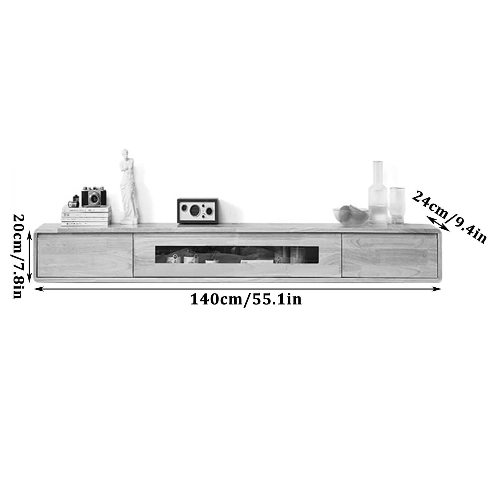Armadietto da parete galleggiante con cassetti e contenitore, per soggiorno e camera da letto, moderno supporto organizer per console multimediale con dimensioni 120 x 24 x 20 cm