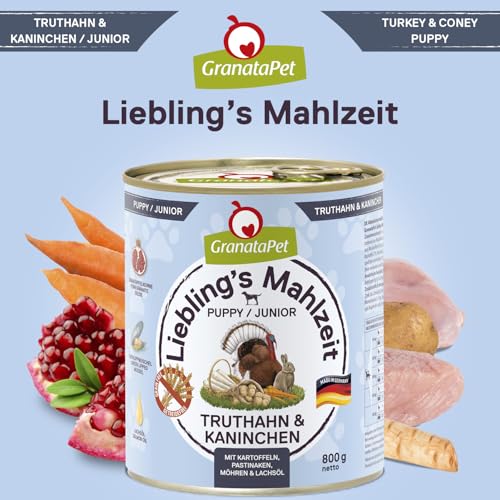 GranataPet Liebling's Mahlzeit Multipack 1, Nassfutter für Hunde im Probierpaket, Alleinfuttermittel ohne Getreide, Hundefutter mit hohem Fleischanteil & hochwertigen Ölen, 6 x 800 g