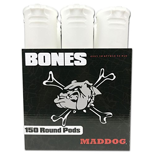 Maddog 150 Round Bones Paintball Pod - White - 6 Pack