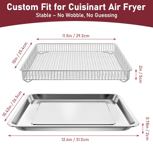 Image of Air Fryer Tray Replacement for Cuisinart TOA-60 /TOA-65 /TOA-70 Oven, Stainless Steel Air Fryer Basket and Tray for Ninja Combi Cooker SFP701 Air Fryer Basket for Oven Air Fryer Pan Accessories for Oven