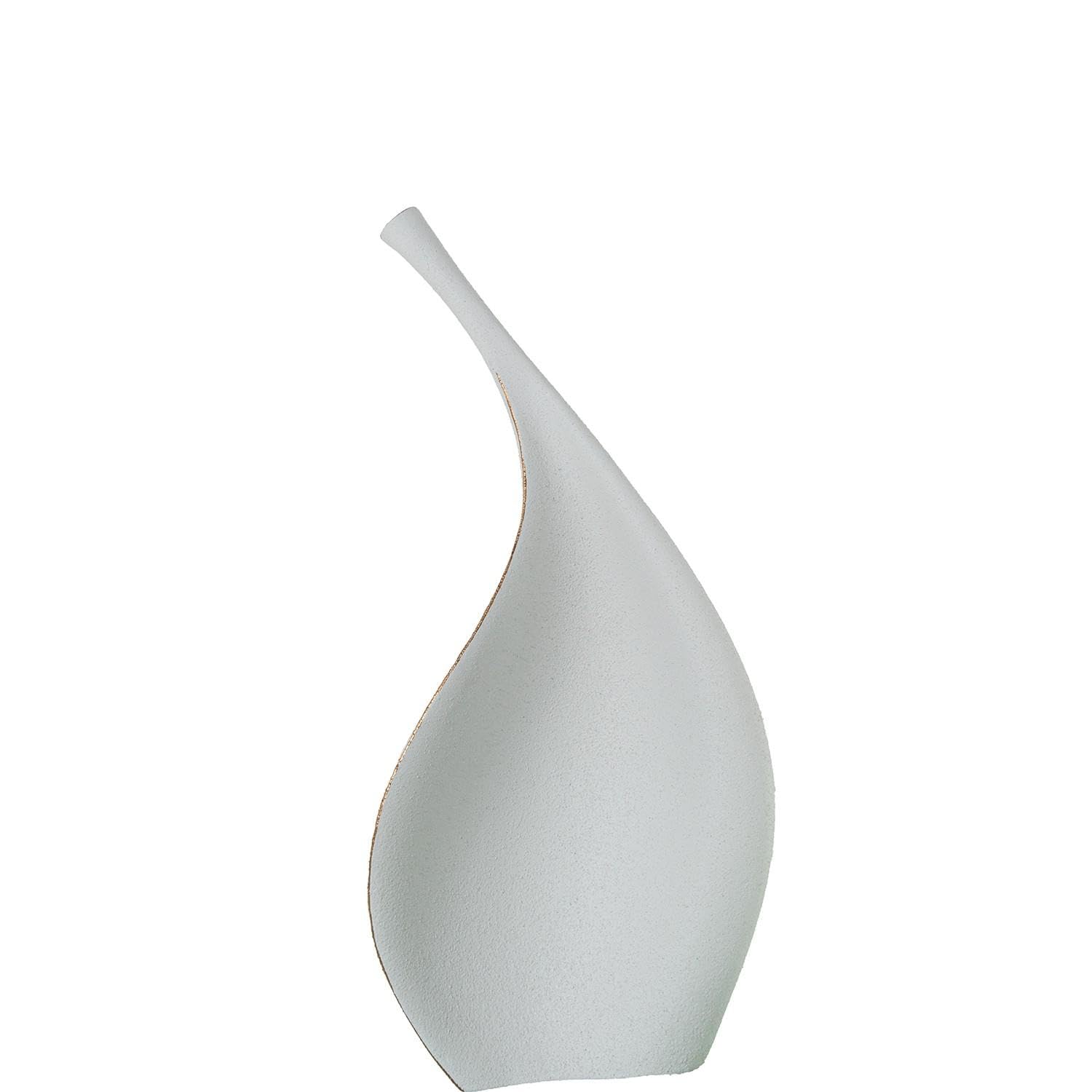 Vase de sol céramique blanc sable grand vase design feuille 60x118
