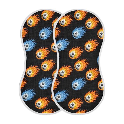 2 Pack Muslin Burp Cloths Soccer Black Cotton Baby Burp Cloths Absorbent Burping Cloth Soft Spit Up Rags for Newborn Babies Boys Girls, Large 22