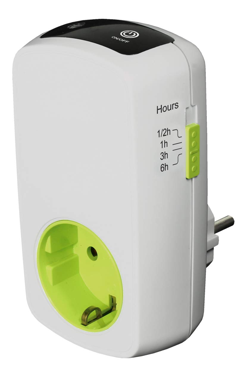 EcoSavers Countdown Timer in its packaging, showing the device with a green socket and time settings.